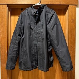 Izod Men's Tech Racer Jacket - Black Hooded Fleece lined Raincoat